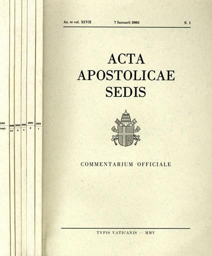 Acta Apostolicae Sedis Anno 2005 N.1-2-3-4-6/7-Supplemento. Commentarium Officiale - copertina