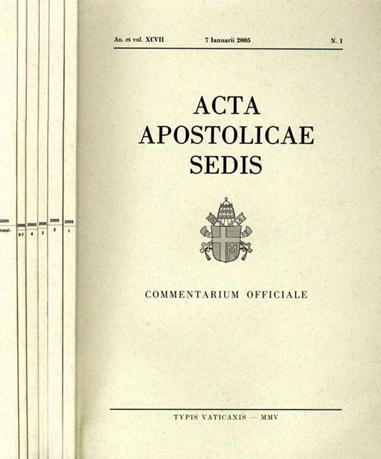 Acta Apostolicae Sedis Anno 2005 N.1-2-3-4-6/7-Supplemento. Commentarium Officiale - copertina