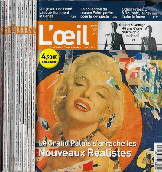 L' Oeil Anno 2007 N° 589, 590, 591, 592, 593, 594, 595, 596, 597. Tout voir – tout savoir – tout l'art! - copertina
