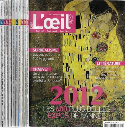 L' Oeil Anno 2012 N°642, 643, 645, 646, 647, 648, 649, 650, 651, 652. Tout voir – tout savoir – tout l'art! - copertina