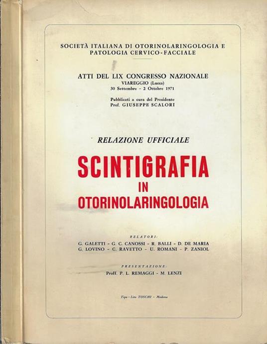 Relazione ufficiale scintigrafia in otorinolaringologia. Atti del LIX Congresso Nazionale - copertina