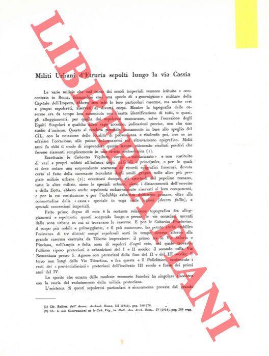 Militi urbani d'Etruria sepolti lungo la via Cassia - Ugo Antonelli - copertina