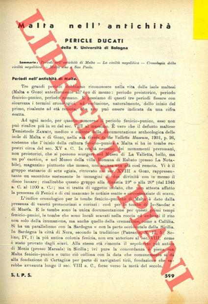 Malta nell'antichità - Pericle Ducati - copertina