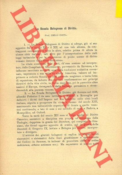 La Scuola bolognese di Diritto - Emilio Costa - copertina