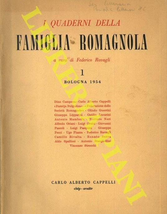 I Quaderni della Famiglia Romagnola a cura di Federico Ravagli - Federico Ravagli - copertina