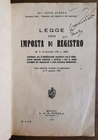 Legge sulla imposta di registro - Gino Avezza - copertina