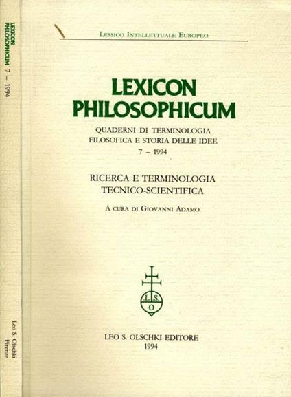 Lexicon Philosophicum - Giovanni Adamo - copertina