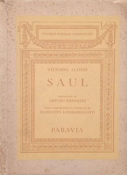 Saul - Vittorio Alfieri - copertina