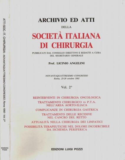 Archivio ed atti della Società Italiana di Chirurgia Vol II - Licinio Angelini - copertina