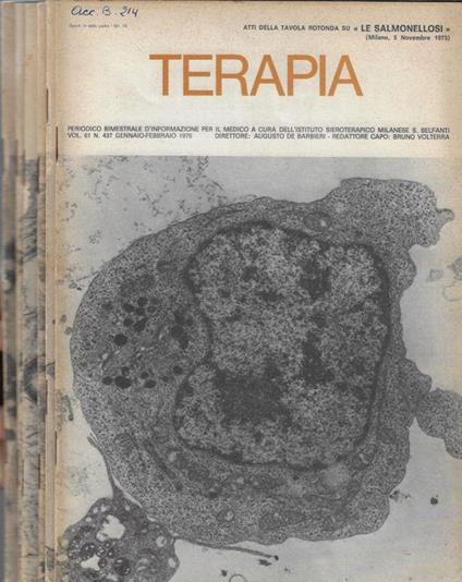 Terapia Vol 61 N. 437, 438, 439, 440, 441, 442 anno 1976 (annata completa) - Augusto Barbier - copertina
