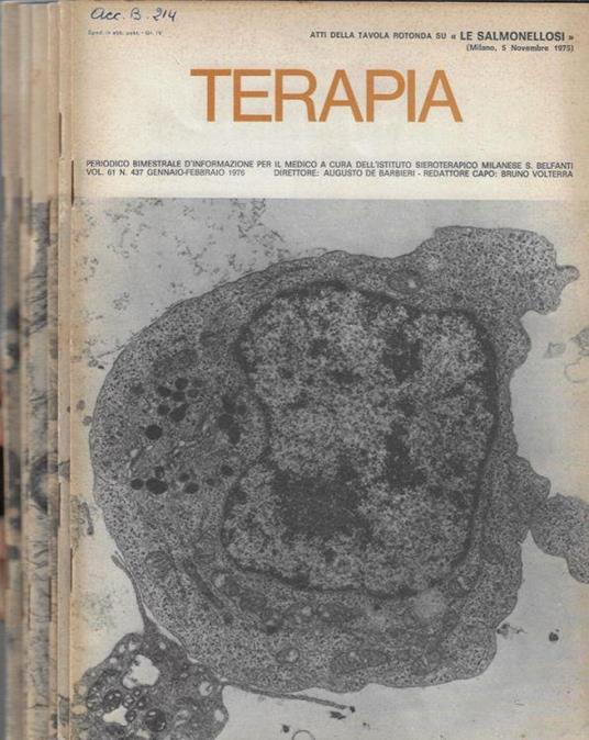 Terapia Vol 61 N. 437, 438, 439, 440, 441, 442 anno 1976 (annata completa) - Augusto Barbier - copertina