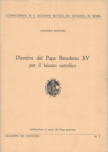 Direttive del Papa Benedetto XV per il laicato cattolico - Casimiro Bonfigli - copertina