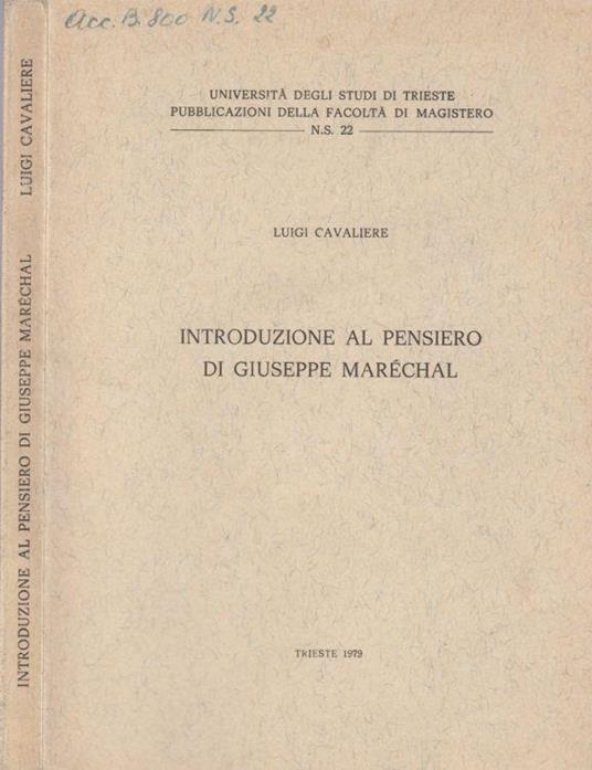 Introduzione al pensiero di Giuseppe Marechal - P. Luigi Cavalieri - copertina