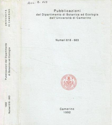 Pubblicazioni del Dipartimento di Botanica ed ecologia dell'Università di Camerino - Carmela Cortini Pedrotti - copertina