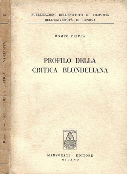 Profilo della critica Blondeliana - Romeo Crippa - copertina