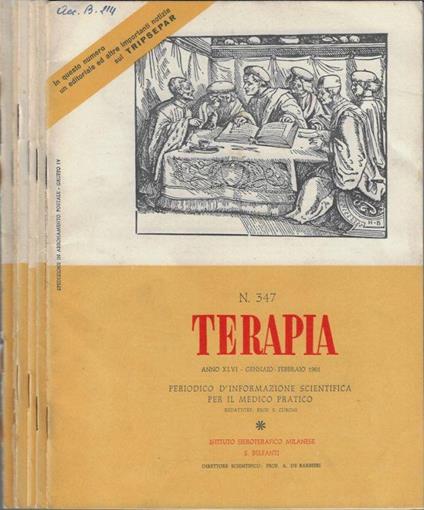 Terapia N. 347, 348, 349, 350, 351, 352 anno 1961 (annata completa) - E. Cuboni - copertina