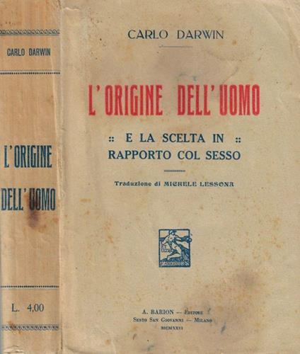 Le origini dell'uomo - Charles Darwin - copertina