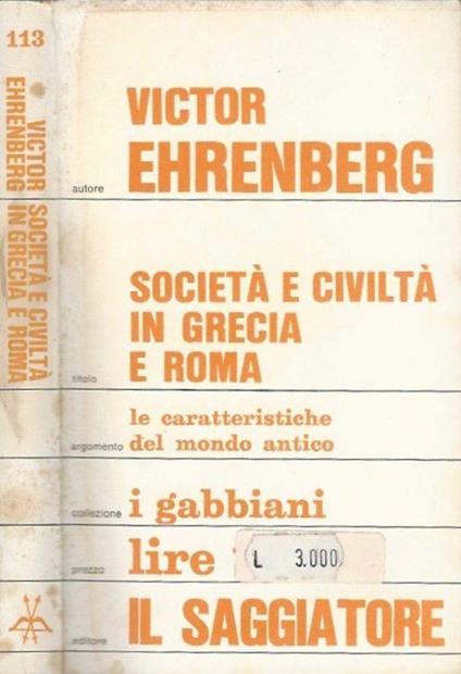 Società e civiltà in Grecia e Roma - Victor Ehrenberg - copertina