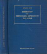 Repertorio dei personaggi a qualunque titolo menzionati nella Biblioteca Istorica di Carlo Lozzi seguito dal Repertorio delle pubblicazioni anonime registrate nella medesima opera