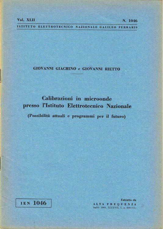 Calibrazioni in microonde presso l'Istituto Elettrotecnico Nazionale - Giovanni Giachino - copertina