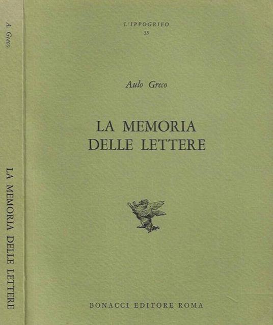 La memoria delle lettere - Aulo Greco - copertina