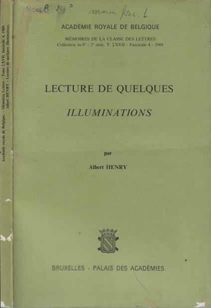 Lecture de quelques illuminations - Albert Henry - copertina