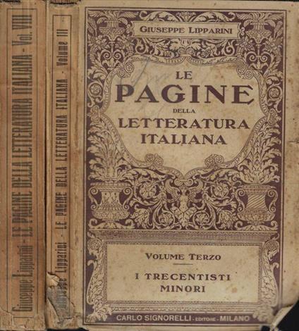 Le pagine della letteratura italiana Vol. III-VIII - Giuseppe Lipparini - copertina