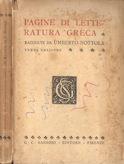 Pagine di letteratura greca - Umberto Nottola - copertina