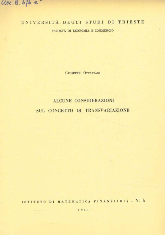 Alcune considerazioni sul concetto di transvariazione - Giuseppe Ottaviani - copertina