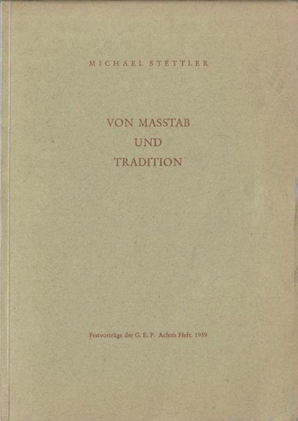 Von masstab und tradition - Michael Stettler - copertina