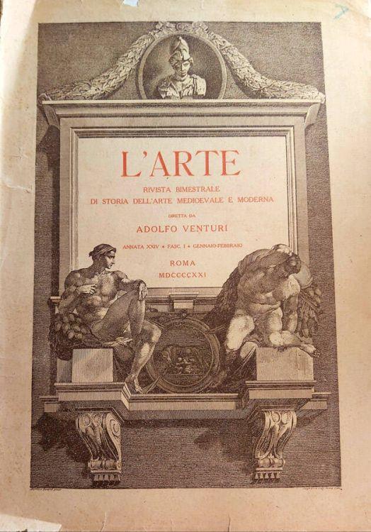 L' Arte N.1 del 1921 - Adolfo Venturi - copertina