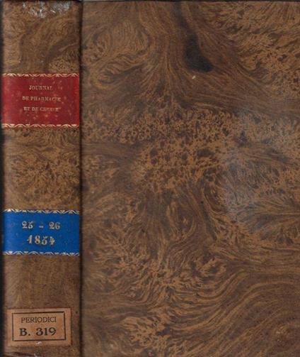 Journal de pharmacie et de chimie III série tome 25-26 1854 - copertina