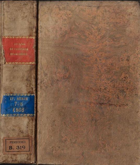 Journal de pharmacie et de chimie V série tome 7-8 1868 - copertina