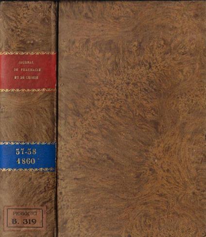 Journal de pharmacie et de chimie III série tome 37-38 1860 - copertina