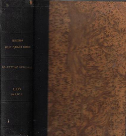 Bollettino ufficiale del Ministero dell'Istruzione Pubblica parte I anno 1903 (1 gennaio-30 luglio) - copertina