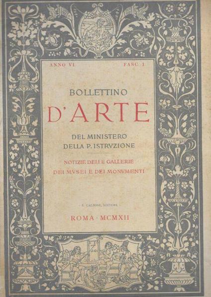 Bollettino d'arte del Ministero della P. Istruzione - copertina