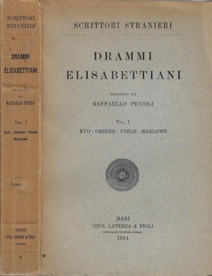 Drammi elisabettiani Vol I - copertina