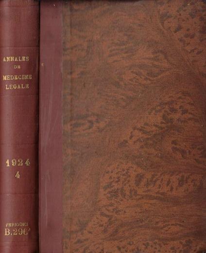 Annales de médecine légale de criminologie et de police scientifique tome IV 1924 - copertina