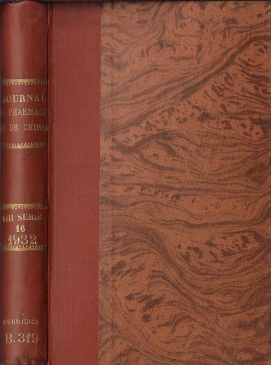 Journal de pharmacie et de chimie VIII série tome 16 1932 - copertina