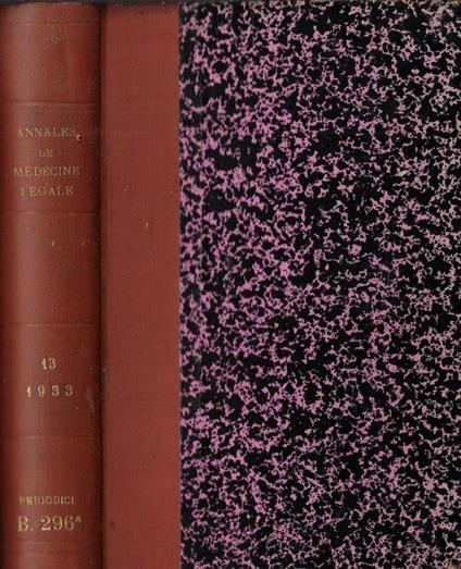 Annales de médecine légale de criminologie et de police scientifique tome XIII 1933 - copertina