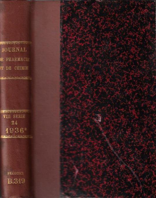 Journal de pharmacie et de chimie VIII série tome 24 1936 - copertina