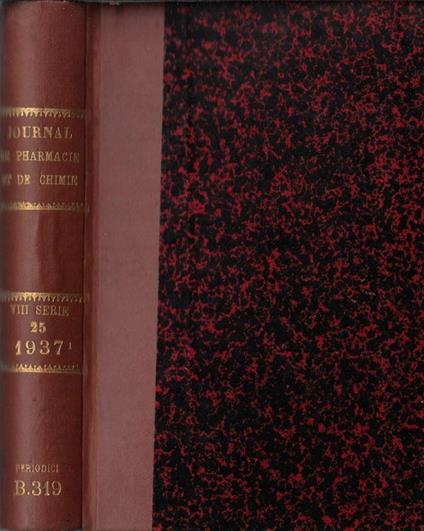 Journal de pharmacie et de chimie VIII série tome 25 1937 - copertina