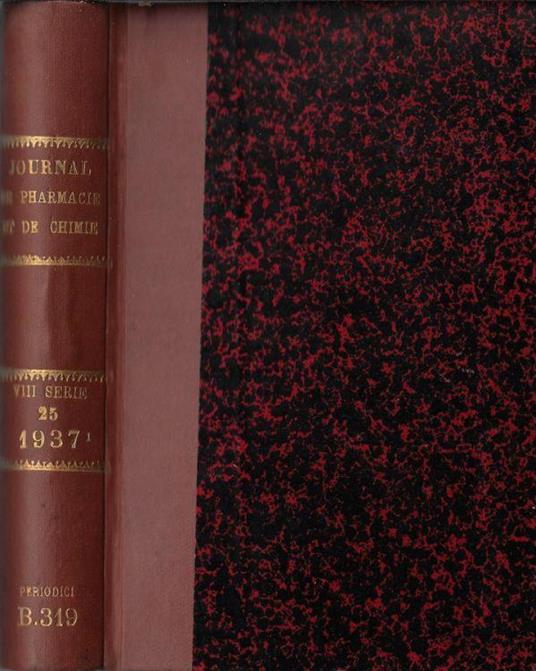 Journal de pharmacie et de chimie VIII série tome 25 1937 - copertina