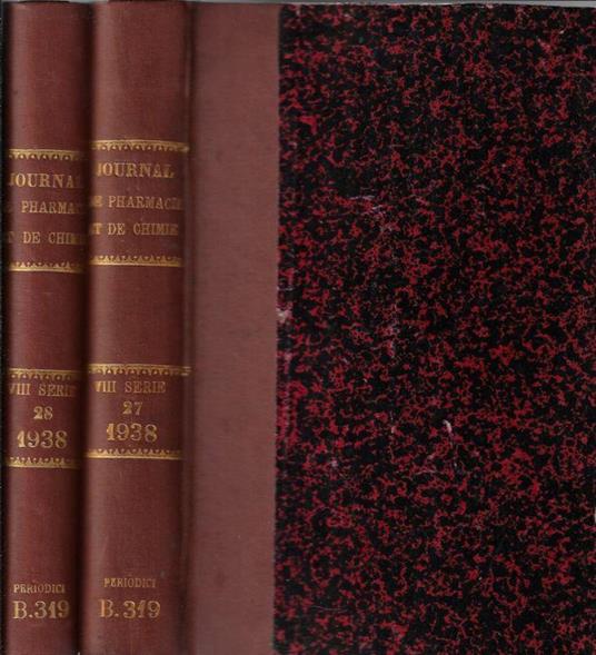 Journal de pharmacie et de chimie VIII série tome 27-28 1938 - copertina