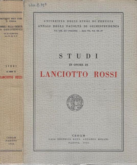 Studi in onore di Lanciotto Rossi - copertina