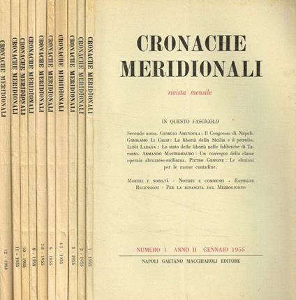 Cronache meridionali. Rivista mensile anno II, 1955 - copertina