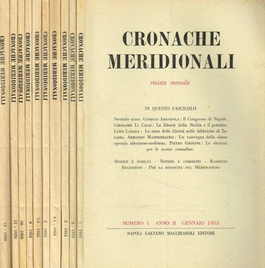 Cronache meridionali. Rivista mensile anno II, 1955 - copertina