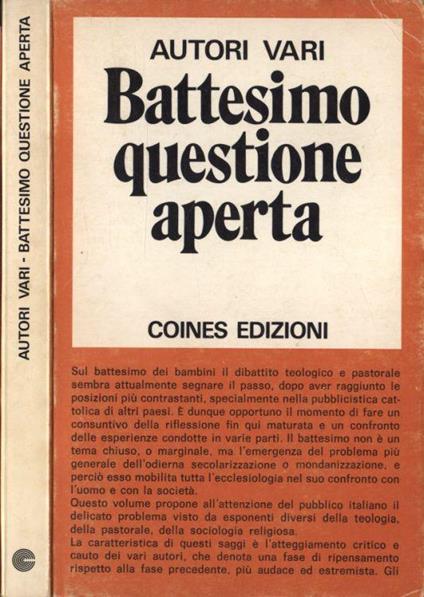Battesimo questione aperta - copertina