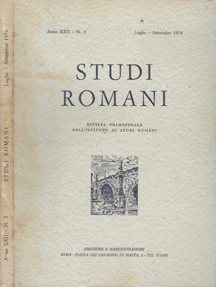 Studi romani, anno XXII, n. 3, luglio-settembre 1974 - copertina