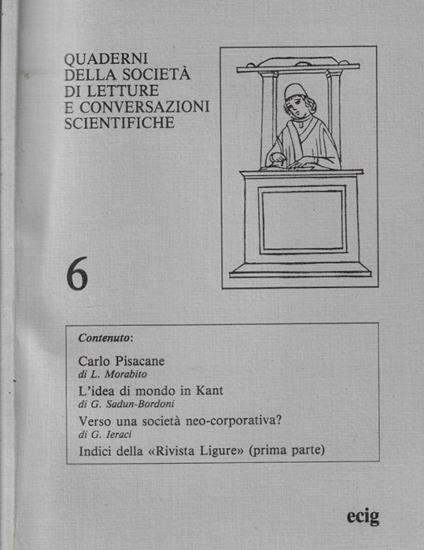 Quaderni della Società di letture e conversazioni scientifiche n. 6 anno 1985 - copertina